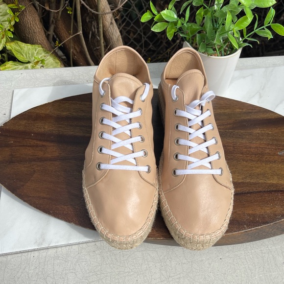 Aquatalia Flyn Water Resistant Platform Espadrille Sneaker In Cappuccino Size 9 - Picture 2 of 10